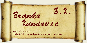 Branko Kundović vizit kartica